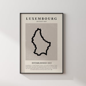 Luxemburg Karte Vintage Abstrakte Wand Kunst Druck Picasso + Matisse Inspiriert Reise Poster