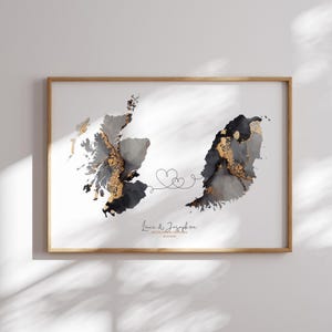 Schottland und Griechenland Karte Black & Gold Travel Wall Art Print | Schottland | Reisen Umzug Geschenk