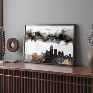 Impression d'art mural Colorado Springs Skyline noir et or | États-Unis | États-Unis
