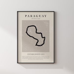 Paraguay Karte Vintage Abstrakte Wand Kunst Druck Picasso + Matisse Inspiriert Reise Poster