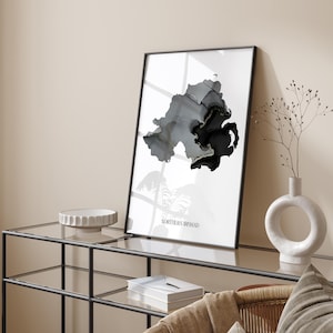 Northern Ireland Map Black & Silver Wall Art Print