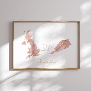 Großbritannien und Südjemen Karte Pink & Gold Travel Wall Art Print | Vereinigtes Königreich | Reisen Umzug Geschenk