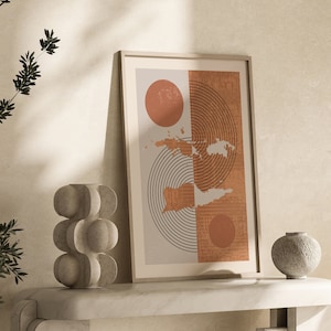 Mapa das Ilhas Virgens Americanas Impressão de Arte de Parede | Boho Mid Century