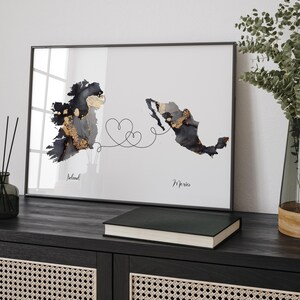 Irland und Mexiko Karte Black & Gold Travel Wall Art Print | Irland | Reisen Umzug Geschenk