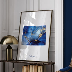 Impression d'art mural carte bleu et or du Colorado | État américain | États-Unis d'Amérique | Etats-Unis