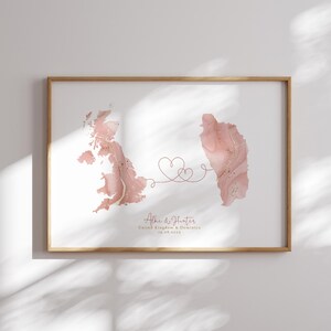 Großbritanien und Dominica Map Pink & Gold Reise-Wand-Kunst-Druck | Vereinigtes Königreich | Reisen Umzug Geschenk
