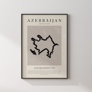 Mapa do Azerbaijão, arte de parede abstrata vintage, impressão de pôster de viagem inspirado em Picasso e Matisse
