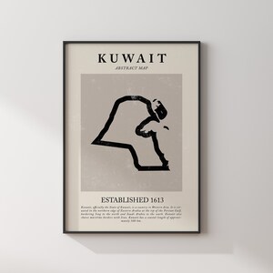 Kuwait Karte Vintage abstraktes Kunst Druck Picasso + Matisse inspiriertes Reise Poster
