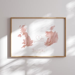 Großbritanien und Irland Map Pink & Gold Reise-Wand-Kunst-Druck | Vereinigtes Königreich | Reisen Umzug Geschenk