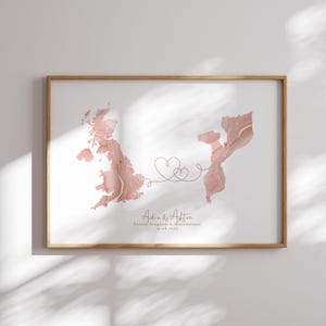 Großbritannien und Mosambik Karte Pink & Gold Reise Wand Kunst Druck | Vereinigtes Königreich | Reisen Umzug Geschenk