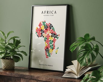 Africa Map Wall Art Print | Henri Matisse Edition | African Colours | Africa Travel Poster