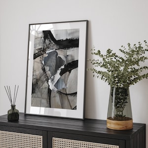 Guyana Karte | Black & Grey abstrakte Malerei Karte von Guyana Wand Kunst Druck | Karibisches Reiseposter