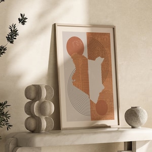 Kenia Karte Wand Kunst Druck | Boho Mid Century