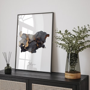 Bulgarien Map Black & Gold Wall Art Print [EV]