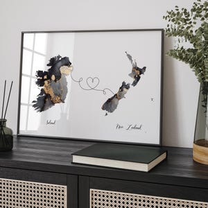 Irland und Neuseeland Karte Black & Gold Travel Wall Art Print | Irland | Reisen Umzug Geschenk