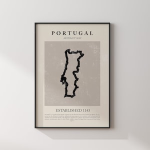Portugal Karte Vintage abstraktes Wand-Kunstdruck Picasso + Matisse inspiriertes Reise-Plakat