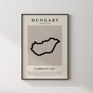 Ungarn Karte Vintage Abstrakte Wand Kunst Druck Picasso + Matisse Inspiriert Reiseplakat