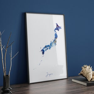 Japan Map Blau und Gold Wand Kunst Druck