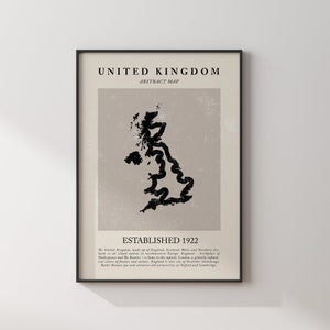 Abstrakt Großbritannien Karte Vintage Wand Kunst Druck Picasso + Matisse Inspiriert Reise Poster OE UK Großbritannien