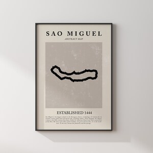 Abstrakte Sao Miguel Karte Vintage Wand Kunst Druck Picasso & Matisse Inspiriert Reise Poster Outline Edition