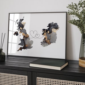 Großbritannien und Irland Karte Black & Gold Travel Wall Art Print | Vereinigtes Königreich | Großbritanien