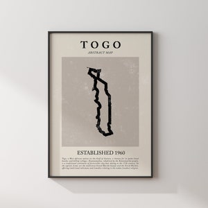 Abstrakte Togo Map Vintage Wand Kunst Druck Picasso + Matisse Inspiriert Reise Poster OE