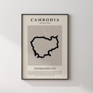 Kambodscha Karte Vintage abstraktes Wand Kunst Druck Picasso + Matisse inspiriertes Reise Poster