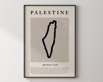 Palestine Map Vintage Abstract Wall Art Print Picasso + Matisse Inspired Travel Poster