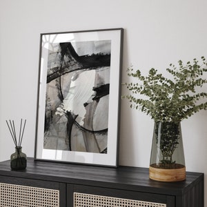 Kaart van Nederland | Zwart-grijs abstract schilderij kaart van Nederland kunst aan de muur | Nederlandse reisposter