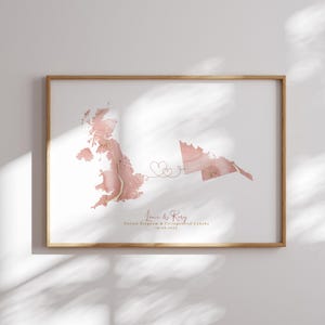 Vereinigtes Königreich und COLINGOWOOOD CANADA Map Pink & Gold Travel Wall Art Print | Vereinigtes Königreich | Reisen Umzug Geschenk