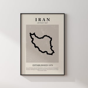 Iran Map Vintage Abstrakt Wand Kunst Druck Picasso + Matisse Inspiriert Reise Poster