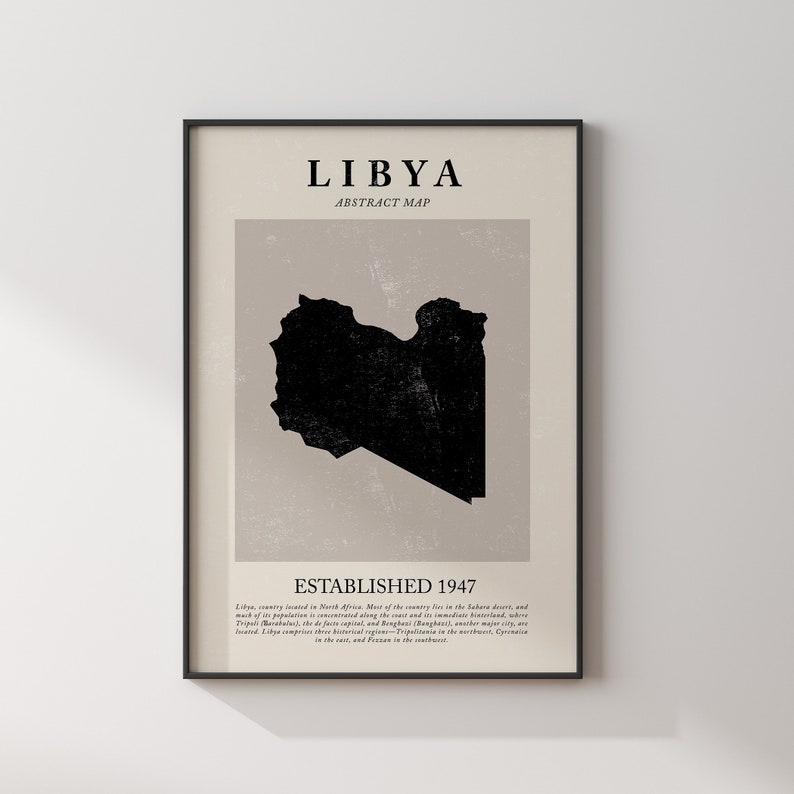 Libya Map Vintage Abstract Wall Art Print Picasso + Matisse Inspired ...
