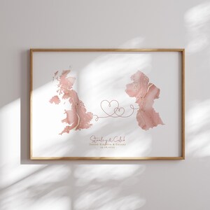 Großbritannien und Guyana Karte Pink & Gold Reise Wand Kunst | Vereinigtes Königreich | Reisen Umzug Geschenk