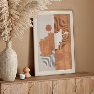 Boho Afghanistan Map | Mid Century Afghanistan Wall Art Print