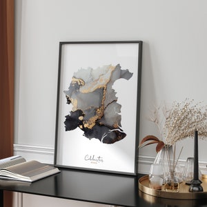 Colchester Map Black and Gold Wall Art Print | Essex | Inglaterra | Reino Unido | Grã-Bretanha