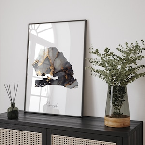 Kunstdruck Senegal Map schwarz & gold [EV]