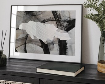 Jamaika Karte | Schwarz Graue abstrakte Malerei Karte von Jamaika Wand Kunst Druck | Jamaika Traval Poster