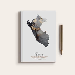 Carnet de carnet de voyage personnalisé Pérou, pays, carte du Pérou, planificateur de carte personnalisé