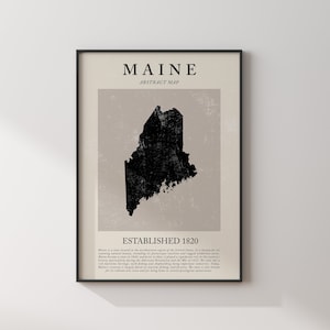 Abstrakte Maine Karte Vintage Wand Kunst Druck US Bundesstaat | Vereinigte Staaten von Amerika | USA Reise Poster