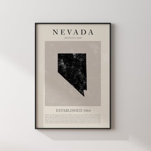 Carte du Nevada abstraite impression d'art mural vintage État américain | États-Unis d'Amérique | Affiche de voyage aux États-Unis