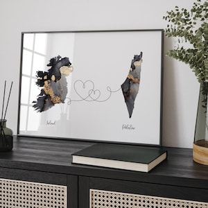 Irland und Palästina Karte Black & Gold Reise Wand Kunst Druck | Irland | Reisen Umzug Geschenk