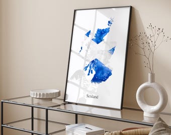 Schottland Aquarell Flagge Karte Wand Kunst Druck | Schottland Reise Poster