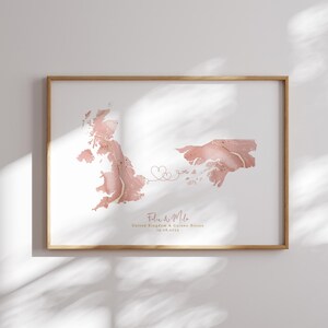 Großbritannien und Guine-Bissau Map Pink & Gold Travel Wall Art Print | Vereinigtes Königreich | Reisen Umzug Geschenk