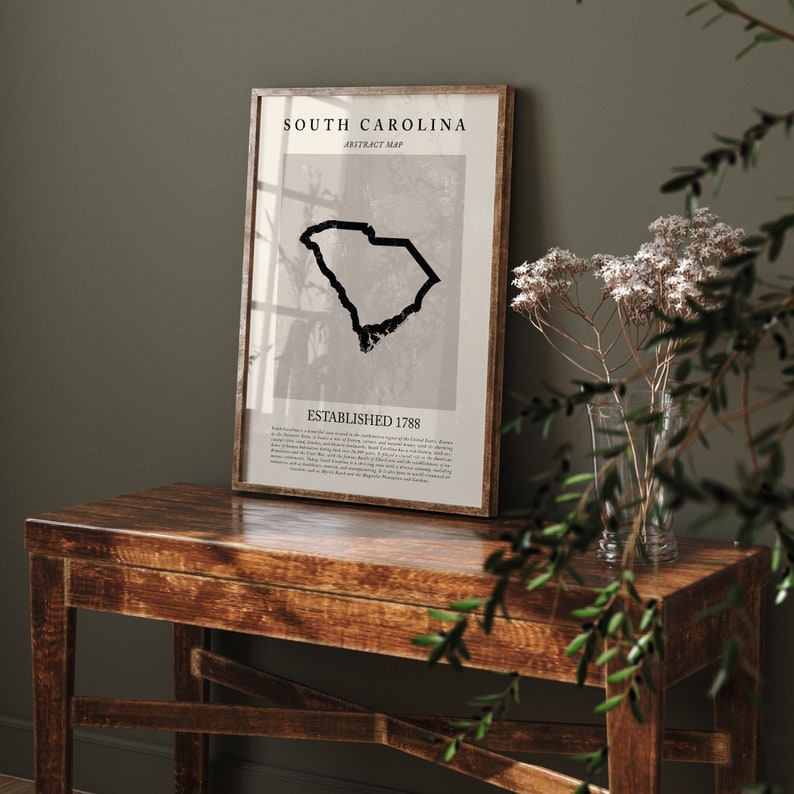 Abstract South Carolina Map Vintage Wall Art Print US State - Etsy