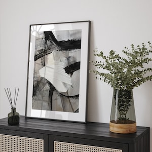 Nordirak Landkarte | Schwarz Graue Abstrakte Malerei Karte vom Iran Wand Kunst Druck | Pakistan Traval Poster