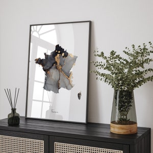 Frankreich Map Black & Gold Wall Art Print [EV]