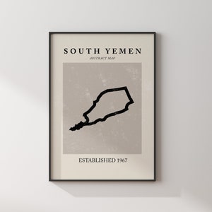 Abstrakte Südjemen Karte Vintage Wand Kunst Druck Picasso + Matisse Inspiriert Reise Poster OE