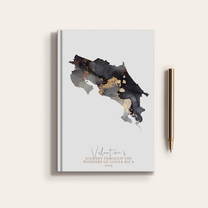 Diario de viaje de Costa Rica Cuaderno de notas de viaje personalizado Mapa de Costa Rica Planificador de mapas personalizado
