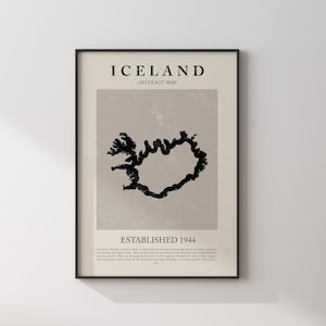 Island Karte Vintage Abstrakte Wand Kunst Druck Picasso + Matisse Inspiriert Reise Poster