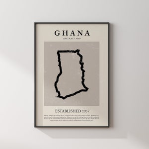 Ghana Karte Vintage Abstraktes Wand-Kunst-Druck Picasso + Matisse inspiriertes Reise-Plakat